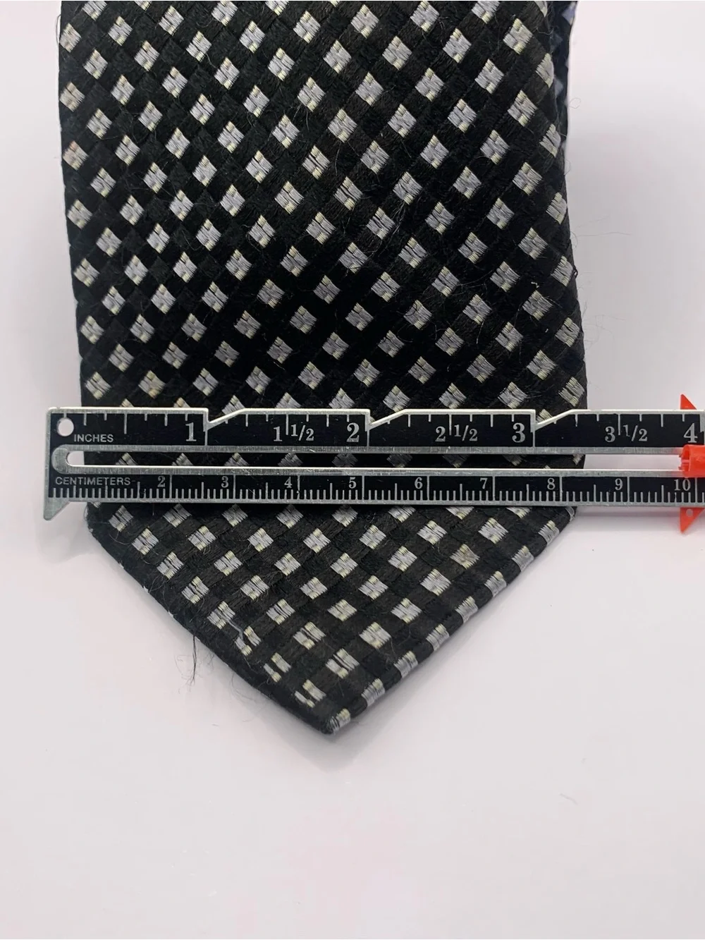 Michael Kors Black Tie with Silver Windowpane Micro-Check See Description